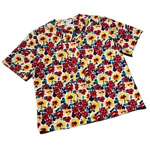 Vintage Worthington Essentials Ruffled Button Up Flower Print Shirt